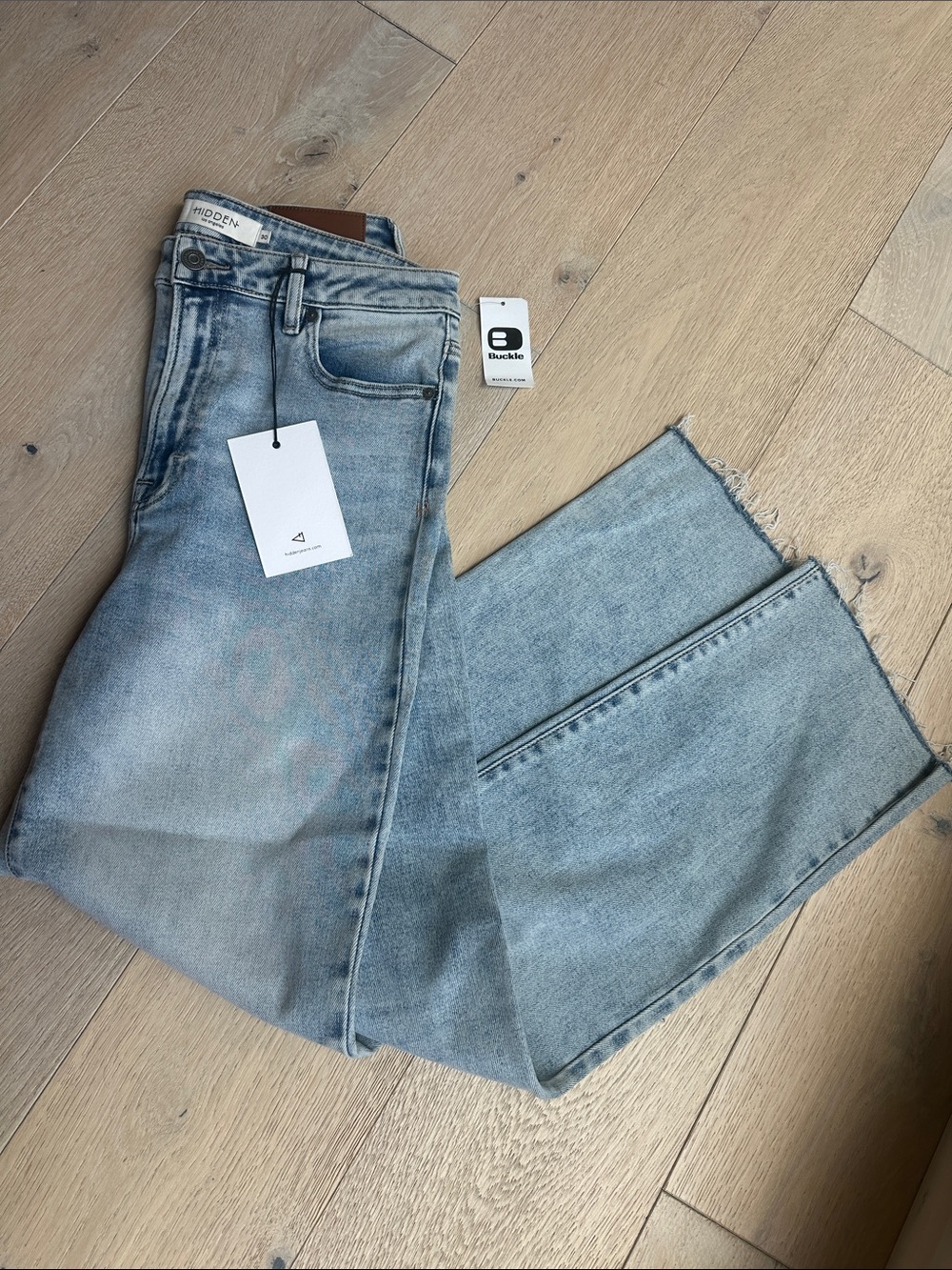 Light Wash Straight-Leg Jeans with Raw Hem